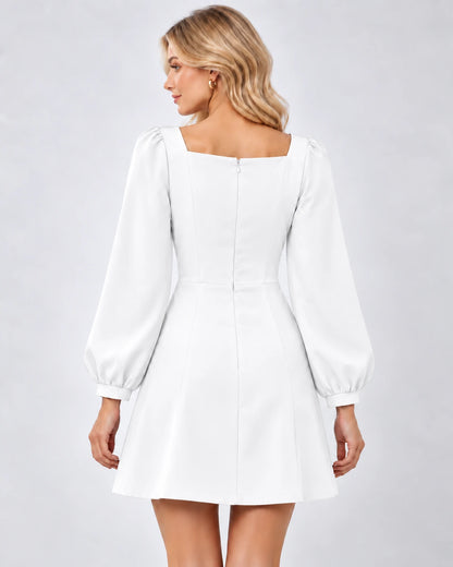 Ravenna Mini Dresses — White | SKU: RB-39e404-white-XS,RB-39e404-white-S,RB-39e404-white-M,RB-39e404-white-L,RB-39e404-white-XL,RB-39e404-white-2XL