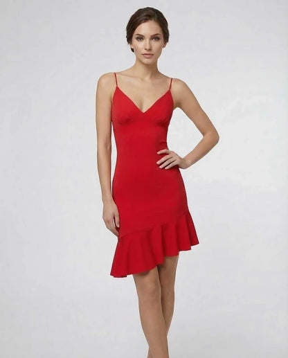 Red A-line V-Neck Sleeveless Mini Dress | Black-Tie Events, Celebrations & Everyday Wear, front view | Ramblion | SKU: LMD-928374615-red-L-7878,LMD-928374615-red-M-8078,LMD-928374615-red-S-8648,LMD-928374615-red-XL-4470,LMD-928374615-red-XS-3305