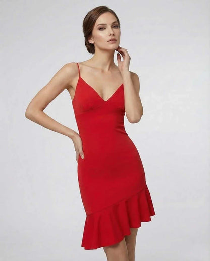 Red A-line V-Neck Sleeveless Mini Dress | Black-Tie Events, Celebrations & Everyday Wear, front view | Ramblion | SKU: LMD-928374615-red-L-7878,LMD-928374615-red-M-8078,LMD-928374615-red-S-8648,LMD-928374615-red-XL-4470,LMD-928374615-red-XS-3305