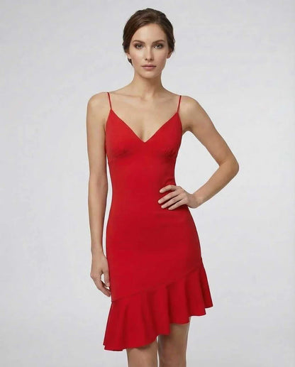 Red A-line V-Neck Sleeveless Mini Dress | Black-Tie Events, Celebrations & Everyday Wear, front view | Ramblion | SKU: LMD-928374615-red-L-7878,LMD-928374615-red-M-8078,LMD-928374615-red-S-8648,LMD-928374615-red-XL-4470,LMD-928374615-red-XS-3305