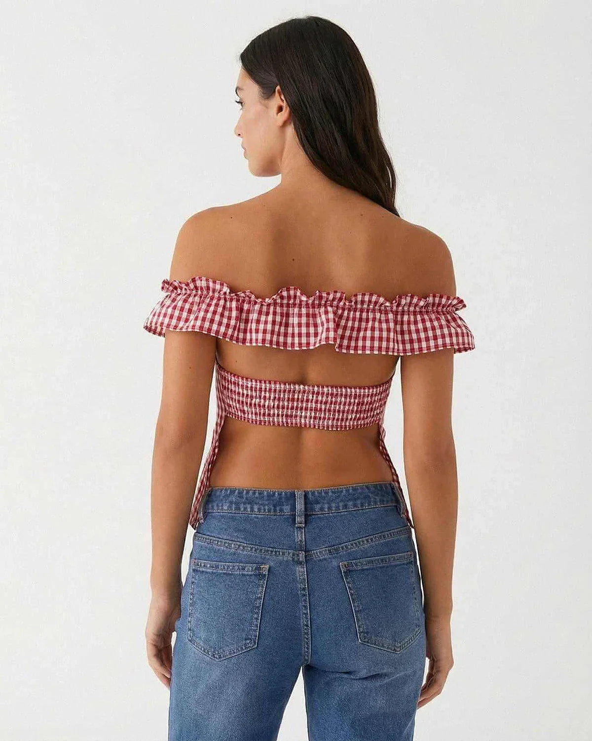 Red Cotton Top, back view | Ramblion | SKU: RG-59214-red-L-9135,RG-59214-red-M-5499,RG-59214-red-S-6867,RG-59214-red-XL-3555,RG-59214-red-XS-8932