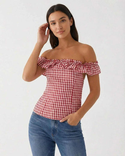 Red Cotton Top, front view | Ramblion | SKU: RG-59214-red-L-9135,RG-59214-red-M-5499,RG-59214-red-S-6867,RG-59214-red-XL-3555,RG-59214-red-XS-8932