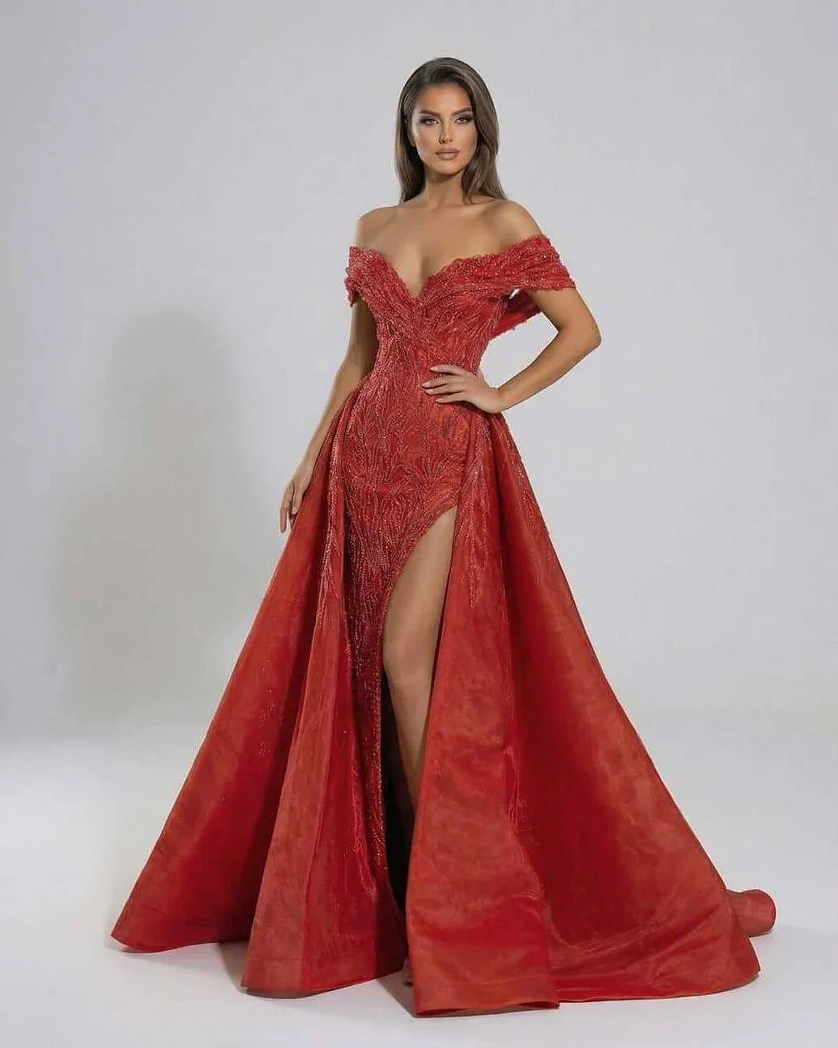 Red Gown V-Neck Sleeveless Maxi Dress | Black-Tie Events, front view | Ramblion | SKU: SCT-74219-red-L-1547,SCT-74219-red-M-7955,SCT-74219-red-S-2732,SCT-74219-red-XL-1143,SCT-74219-red-XS-555