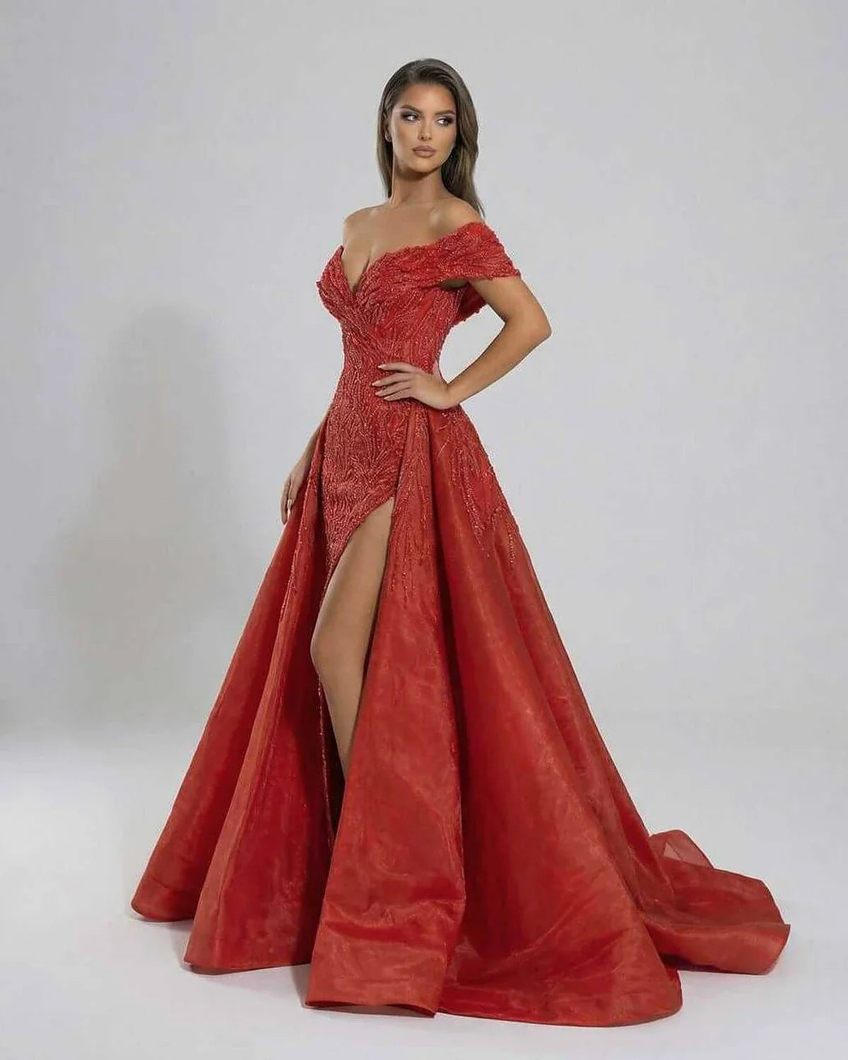 Red Gown V-Neck Sleeveless Maxi Dress | Black-Tie Events, side view | Ramblion | SKU: SCT-74219-red-L-1547,SCT-74219-red-M-7955,SCT-74219-red-S-2732,SCT-74219-red-XL-1143,SCT-74219-red-XS-555