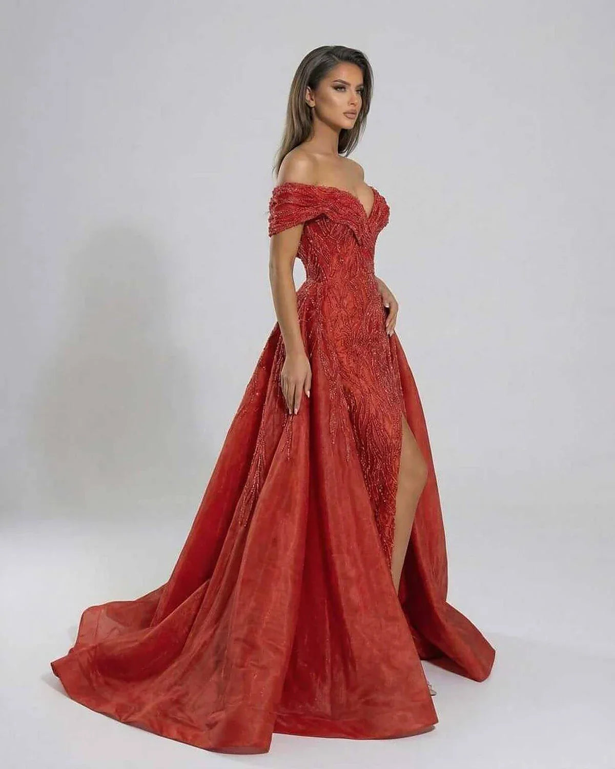 Red Gown V-Neck Sleeveless Maxi Dress | Black-Tie Events, side view | Ramblion | SKU: SCT-74219-red-L-1547,SCT-74219-red-M-7955,SCT-74219-red-S-2732,SCT-74219-red-XL-1143,SCT-74219-red-XS-555
