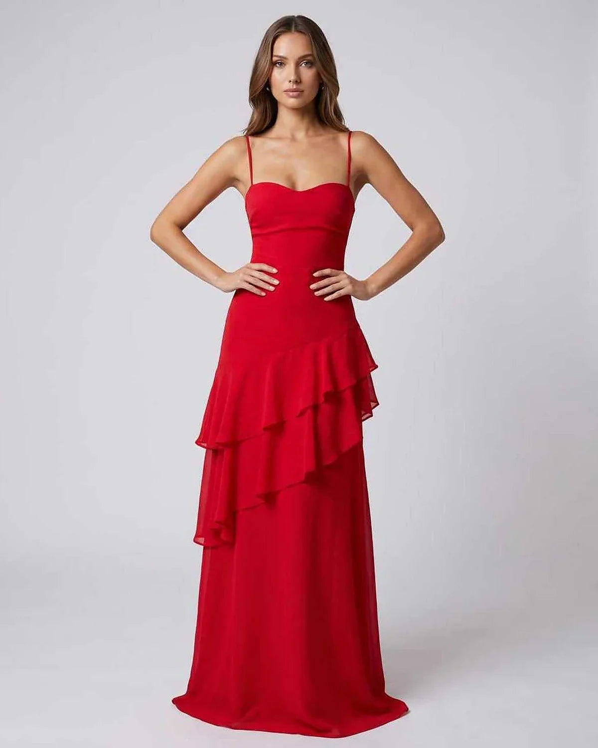 Red,pink,black,white Bodycon V-Neck Sleeveless Maxi Dress | Formal Occasions & Party Nights, front view | Ramblion