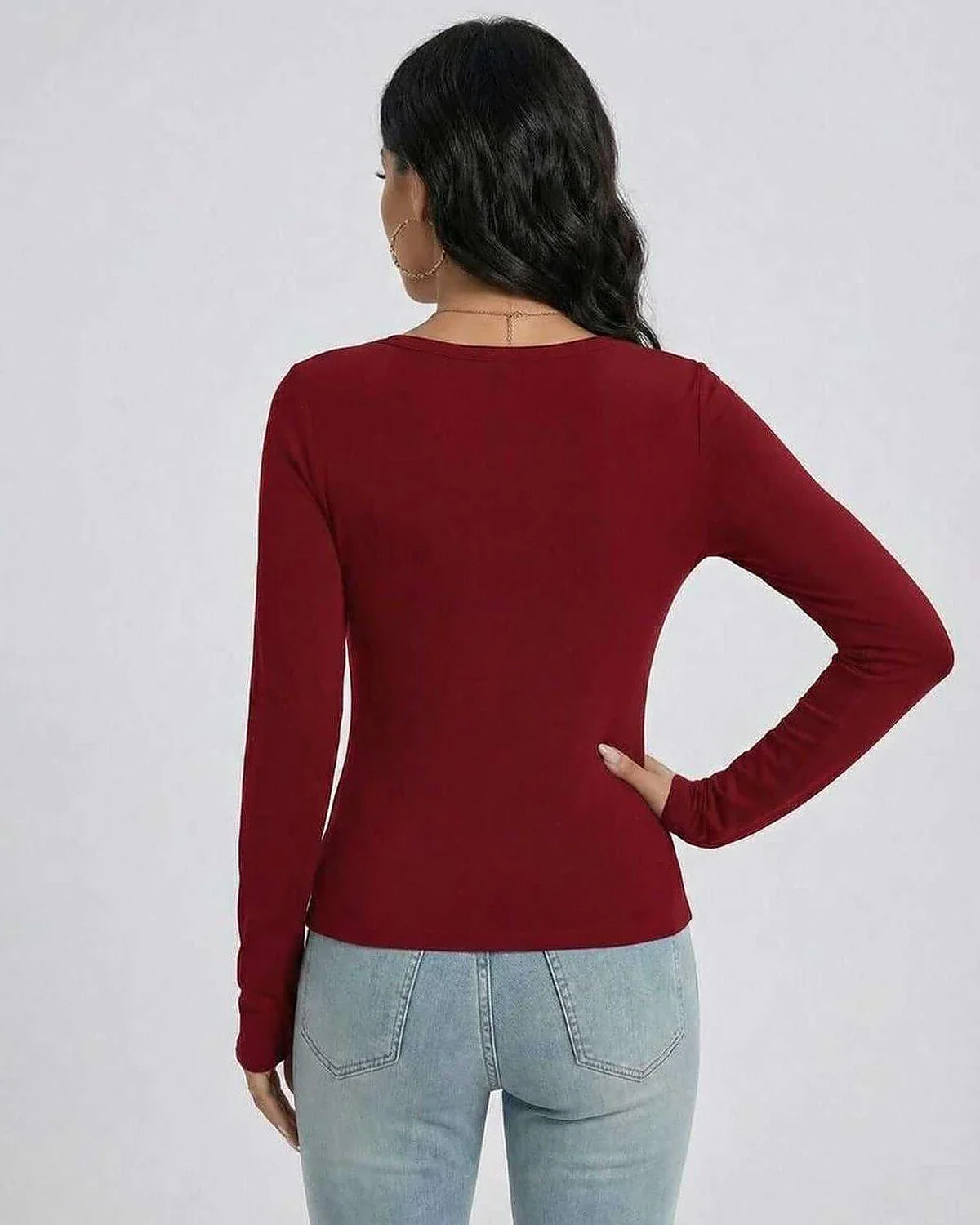 Red Pullover, back view | Ramblion | SKU: SP-48291-Red-L-6518,SP-48291-Red-M-8504,SP-48291-Red-S-5695,SP-48291-Red-XL-1786,SP-48291-Red-XS-6002