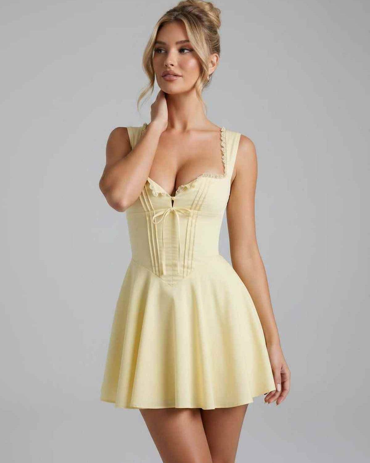 Ramblion Reia mini dress — square neck neckline · styled view 9 · styled for prom season