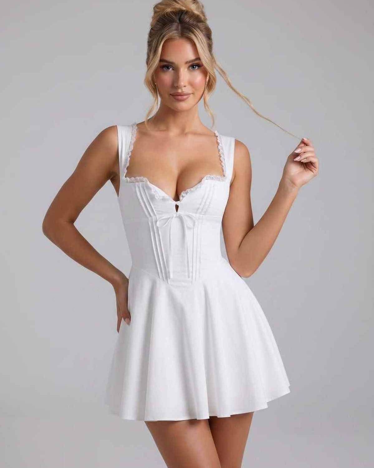Ramblion Reia mini dress — square neck neckline · styled view 11 · styled for prom season
