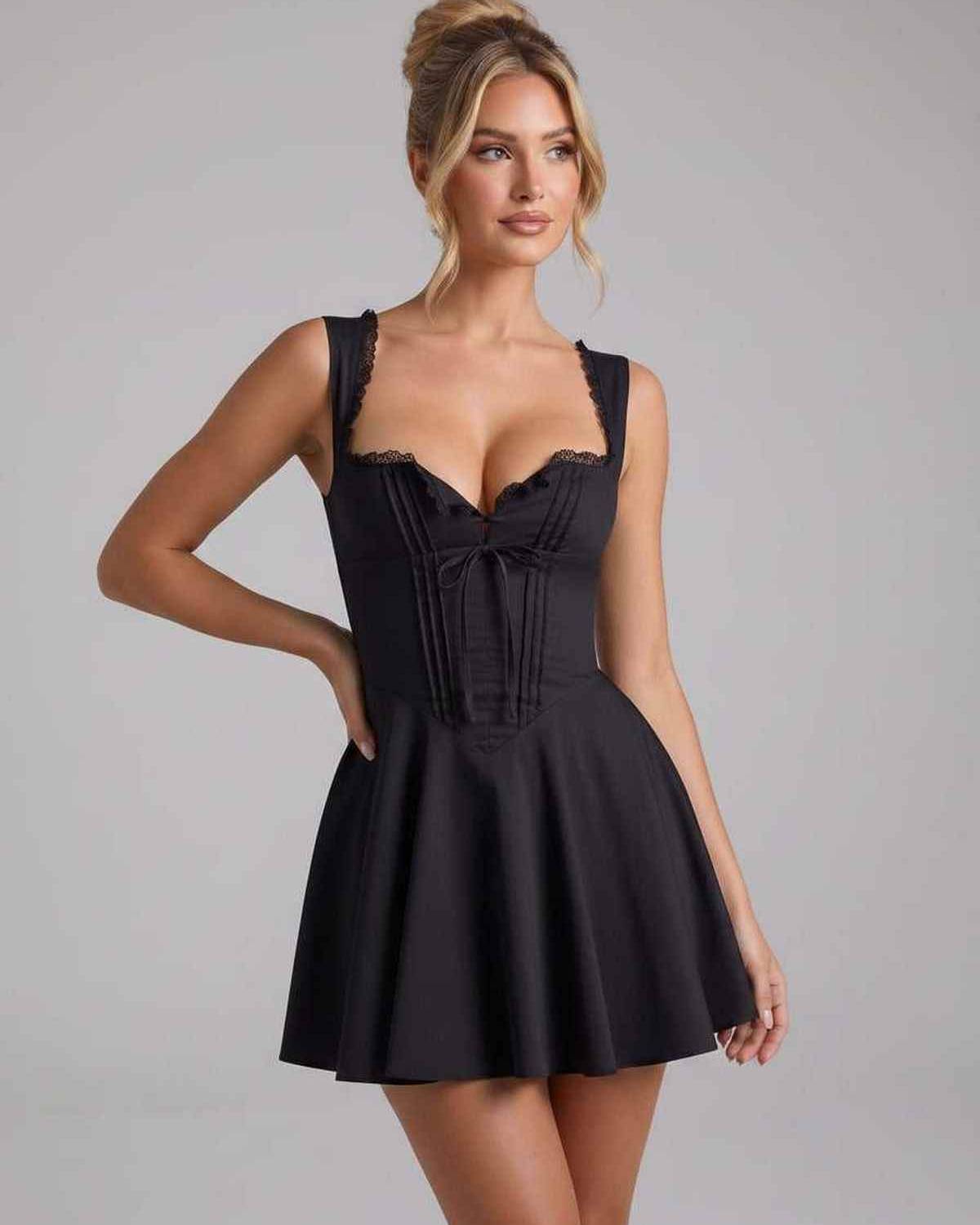 Ramblion Reia mini dress — square neck neckline · styled view 22 · styled for prom season
