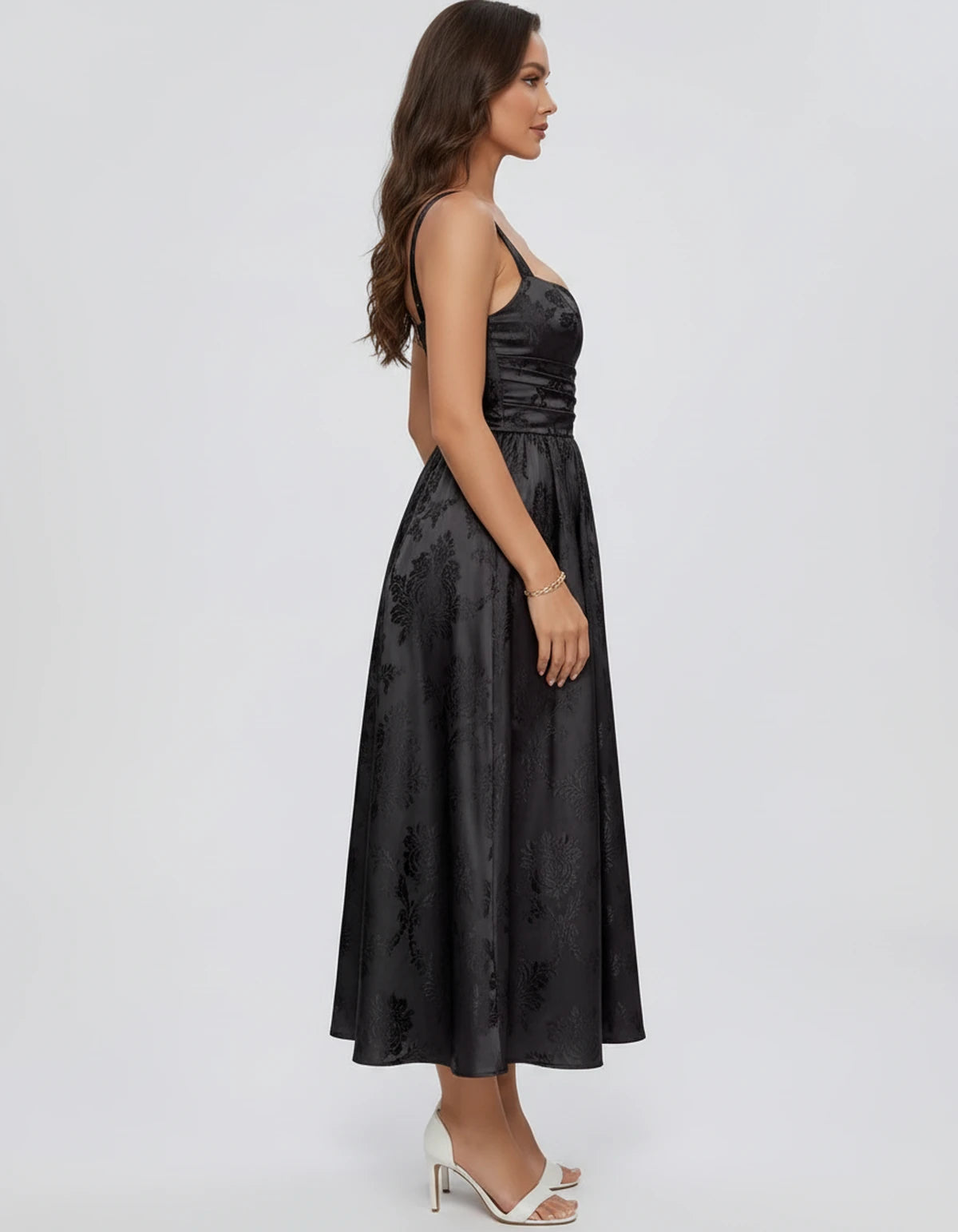 Reverie Midi Dresses — Black | SKU: RB-394283-black-2,RB-394283-black-4,RB-394283-black-6,RB-394283-black-8,RB-394283-black-10,RB-394283-black-12,RB-394283-black-14,RB-394283-black-16,RB-394283-black-16W,RB-394283-black-18W,RB-394283-black-20W,RB-394283-black-22W