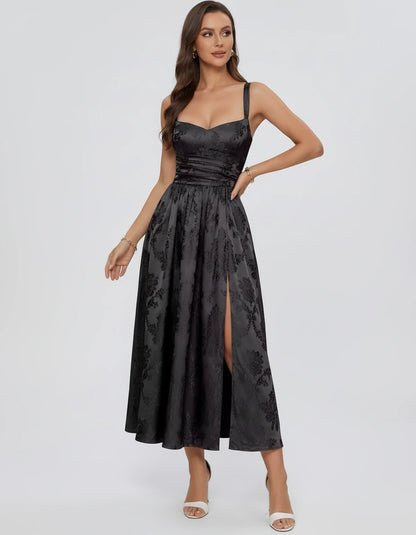 Reverie Midi Dresses — Black | SKU: RB-394283-black-2,RB-394283-black-4,RB-394283-black-6,RB-394283-black-8,RB-394283-black-10,RB-394283-black-12,RB-394283-black-14,RB-394283-black-16,RB-394283-black-16W,RB-394283-black-18W,RB-394283-black-20W,RB-394283-black-22W