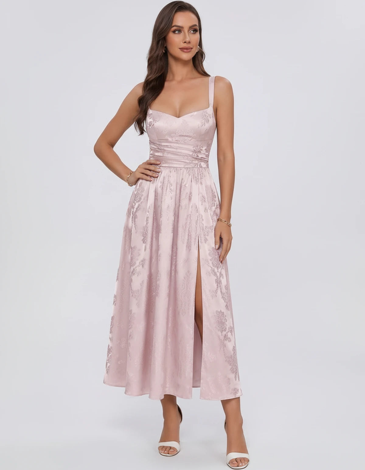 Reverie Midi Dresses — Blush | SKU: RB-394283-blush-2,RB-394283-blush-4,RB-394283-blush-6,RB-394283-blush-8,RB-394283-blush-10,RB-394283-blush-12,RB-394283-blush-14,RB-394283-blush-16,RB-394283-blush-16W,RB-394283-blush-18W,RB-394283-blush-20W,RB-394283-blush-22W