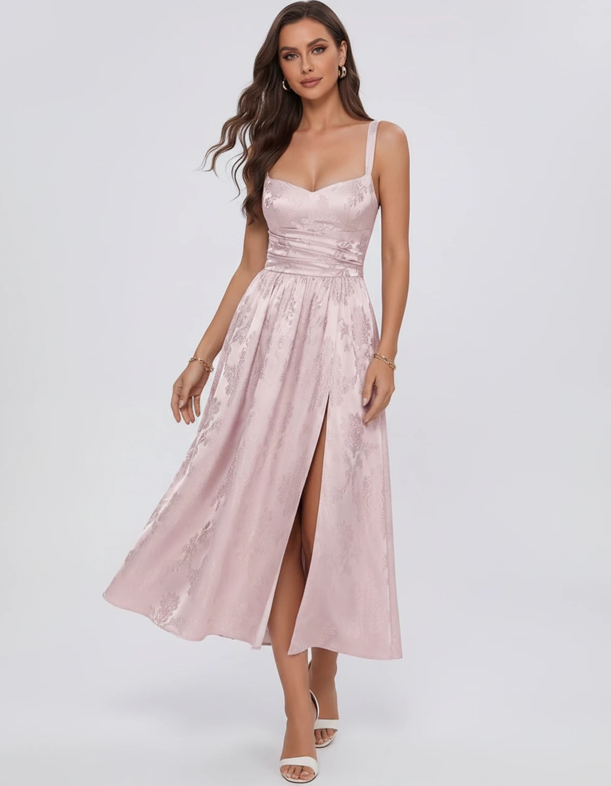 Reverie Midi Dresses — Blush | SKU: RB-394283-blush-2,RB-394283-blush-4,RB-394283-blush-6,RB-394283-blush-8,RB-394283-blush-10,RB-394283-blush-12,RB-394283-blush-14,RB-394283-blush-16,RB-394283-blush-16W,RB-394283-blush-18W,RB-394283-blush-20W,RB-394283-blush-22W