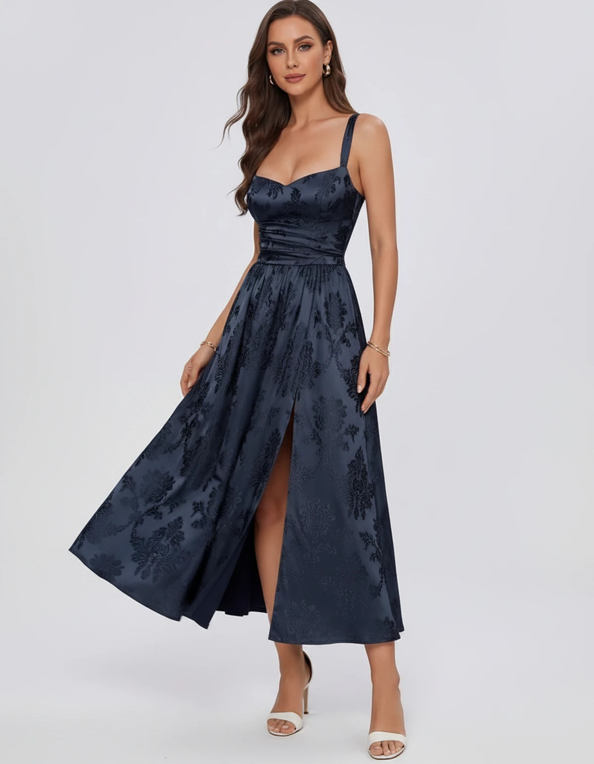 Reverie Midi Dresses — Navy | SKU: RB-394283-navy-2,RB-394283-navy-4,RB-394283-navy-6,RB-394283-navy-8,RB-394283-navy-10,RB-394283-navy-12,RB-394283-navy-14,RB-394283-navy-16,RB-394283-navy-16W,RB-394283-navy-18W,RB-394283-navy-20W,RB-394283-navy-22W