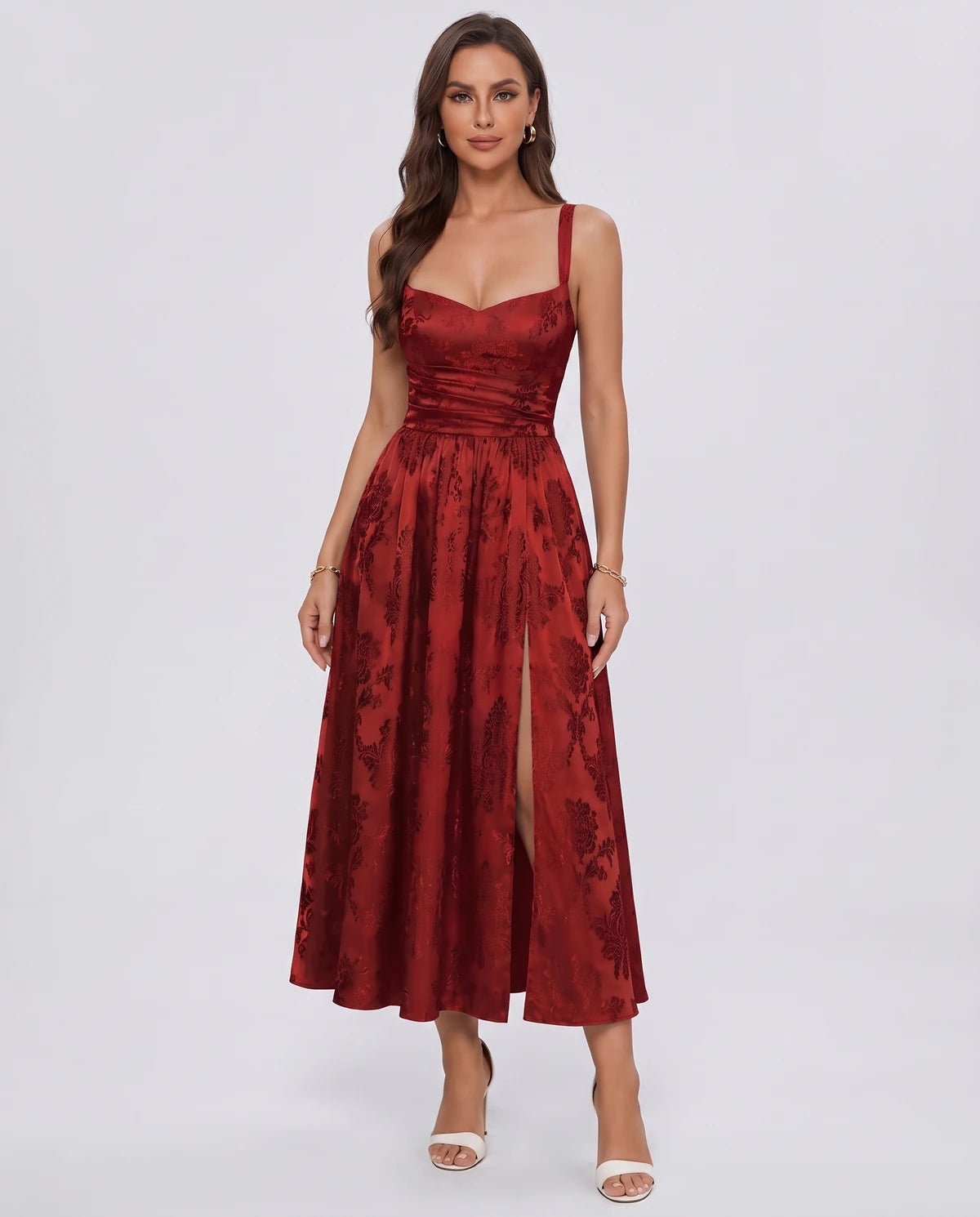 Reverie Midi Dresses — Red