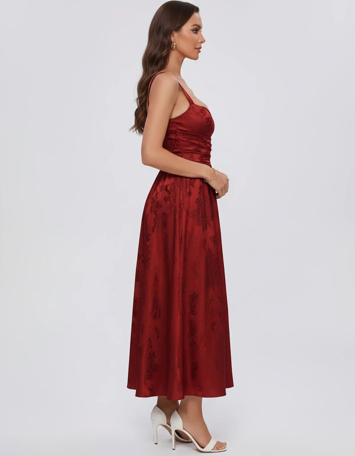 Reverie Midi Dresses — Red | SKU: RB-394283-red-2,RB-394283-red-4,RB-394283-red-6,RB-394283-red-8,RB-394283-red-10,RB-394283-red-12,RB-394283-red-14,RB-394283-red-16,RB-394283-red-16W,RB-394283-red-18W,RB-394283-red-20W,RB-394283-red-22W