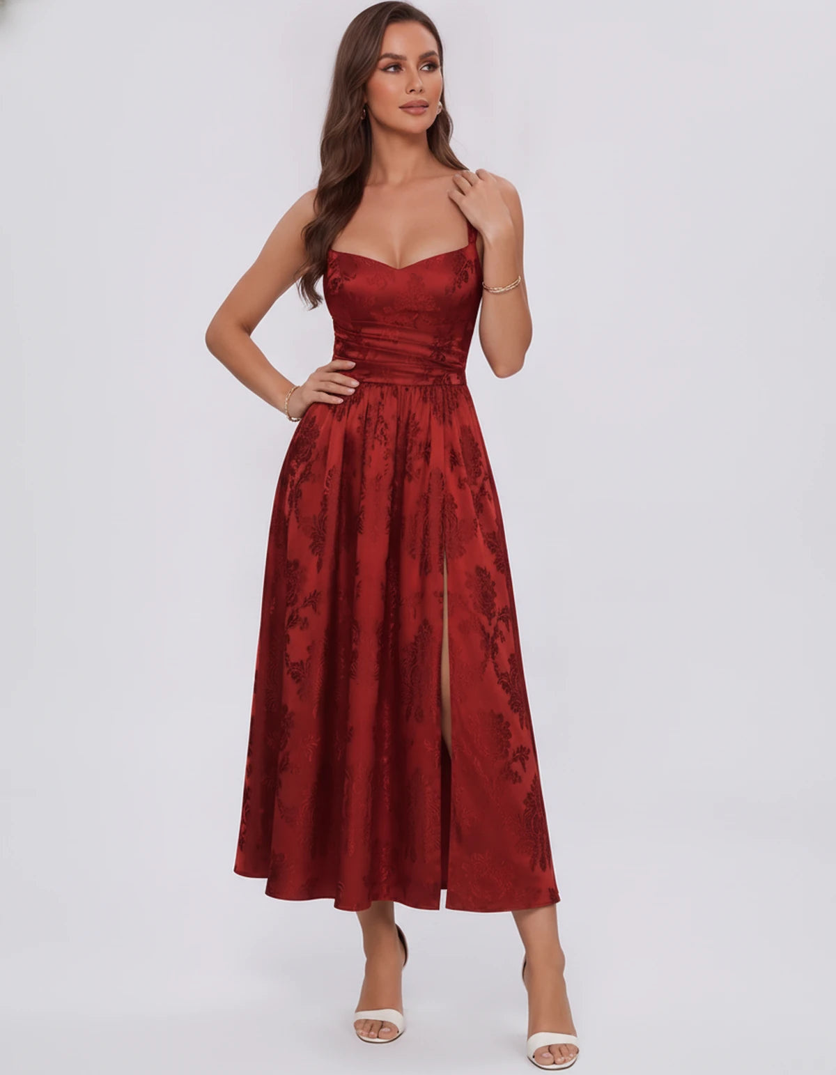 Reverie Midi Dresses — Red | SKU: RB-394283-red-2,RB-394283-red-4,RB-394283-red-6,RB-394283-red-8,RB-394283-red-10,RB-394283-red-12,RB-394283-red-14,RB-394283-red-16,RB-394283-red-16W,RB-394283-red-18W,RB-394283-red-20W,RB-394283-red-22W
