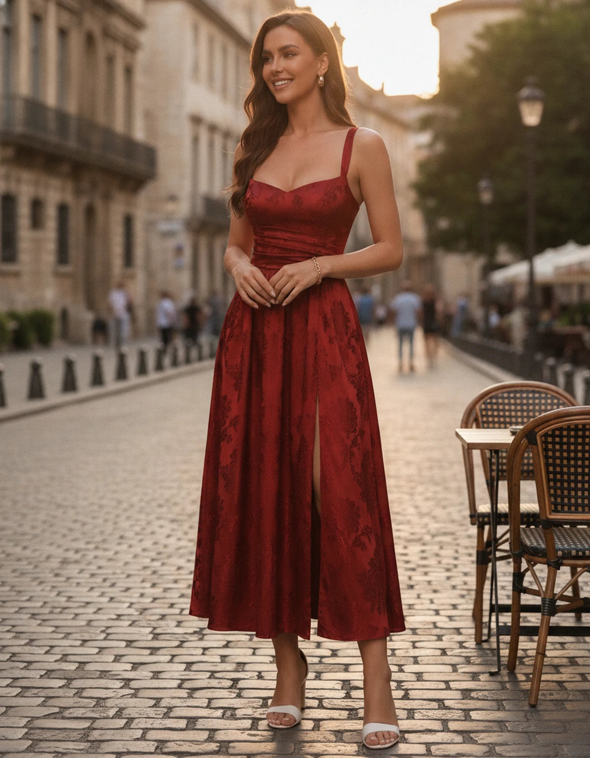 Reverie Midi Dresses — Red | SKU: RB-394283-red-2,RB-394283-red-4,RB-394283-red-6,RB-394283-red-8,RB-394283-red-10,RB-394283-red-12,RB-394283-red-14,RB-394283-red-16,RB-394283-red-16W,RB-394283-red-18W,RB-394283-red-20W,RB-394283-red-22W