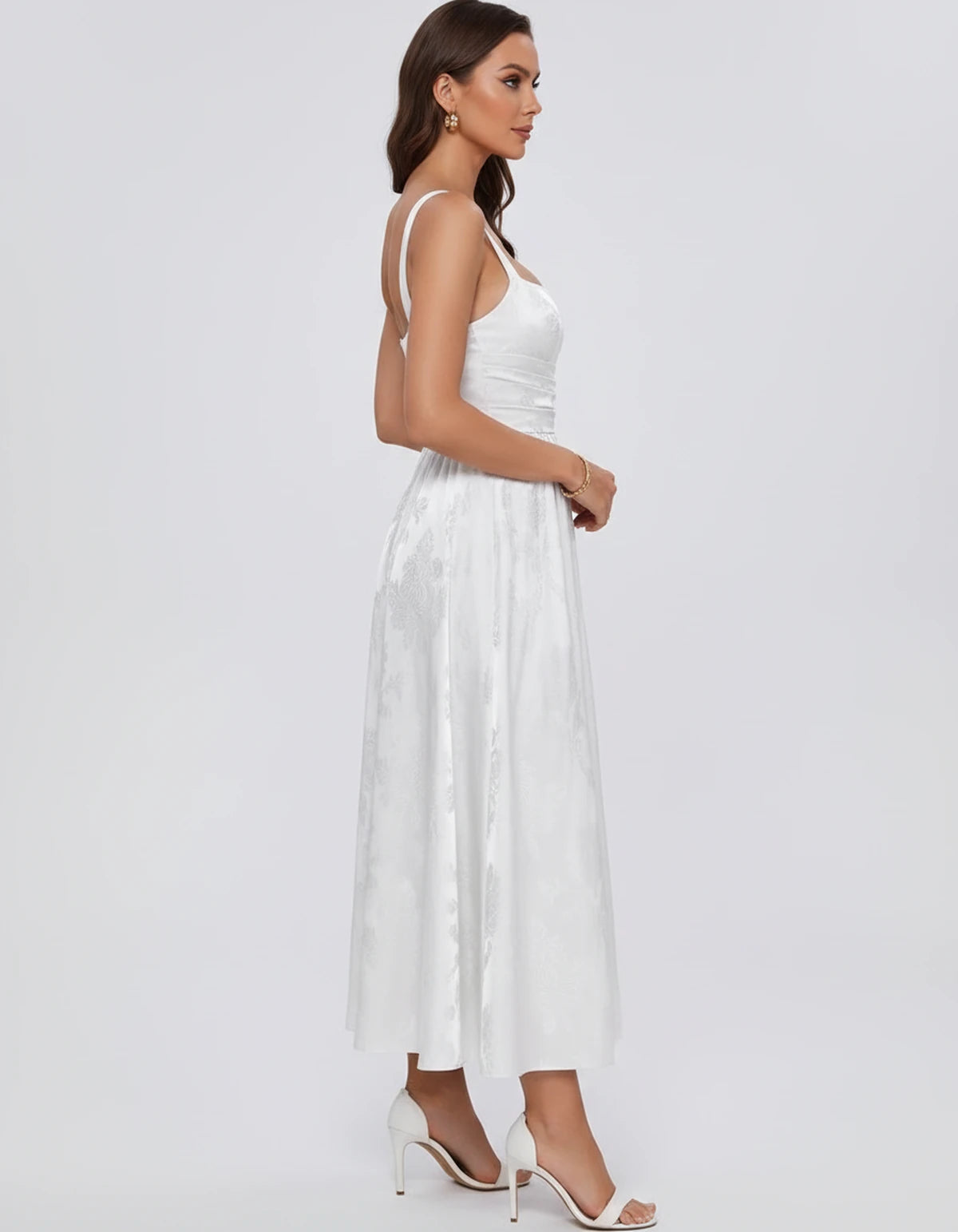 Reverie Midi Dresses — White | SKU: RB-394283-white-2,RB-394283-white-4,RB-394283-white-6,RB-394283-white-8,RB-394283-white-10,RB-394283-white-12,RB-394283-white-14,RB-394283-white-16,RB-394283-white-16W,RB-394283-white-18W,RB-394283-white-20W,RB-394283-white-22W