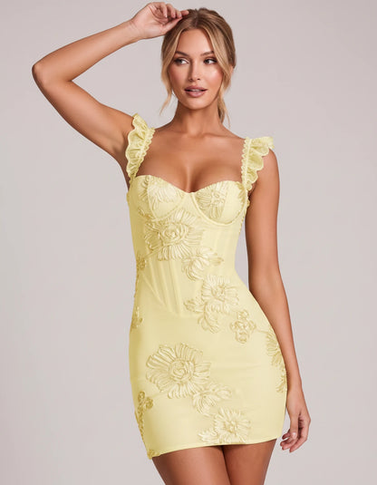 Rhiannon Mini Dresses — Yellow | SKU: RB-343333-yellow-2,RB-343333-yellow-4,RB-343333-yellow-6,RB-343333-yellow-8,RB-343333-yellow-10,RB-343333-yellow-12,RB-343333-yellow-14,RB-343333-yellow-16,RB-343333-yellow-16W,RB-343333-yellow-18W,RB-343333-yellow-20W,RB-343333-yellow-22W