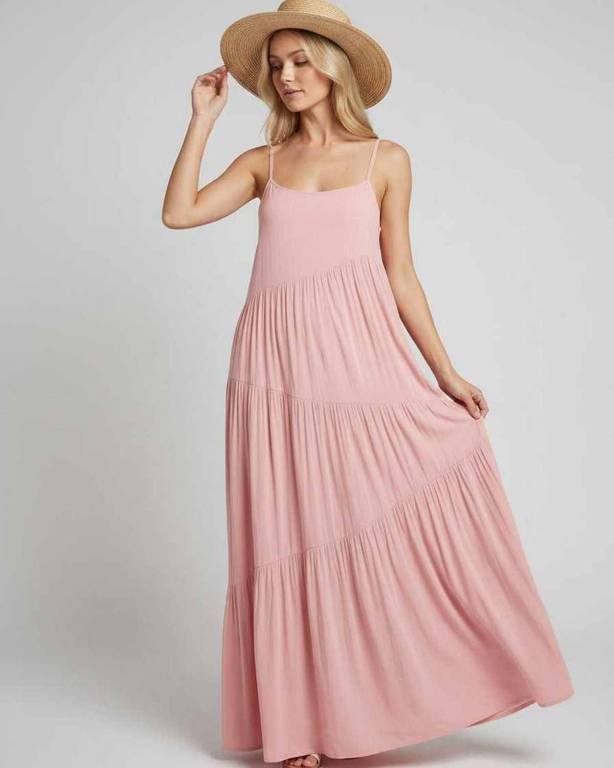 Ramblion Riva maxi dress — scoop neck neckline · lifestyle styling · styled for prom season