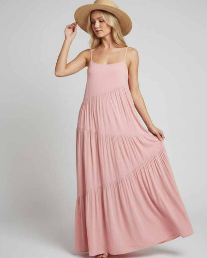Ramblion Riva maxi dress — scoop neck neckline · lifestyle styling · styled for prom season