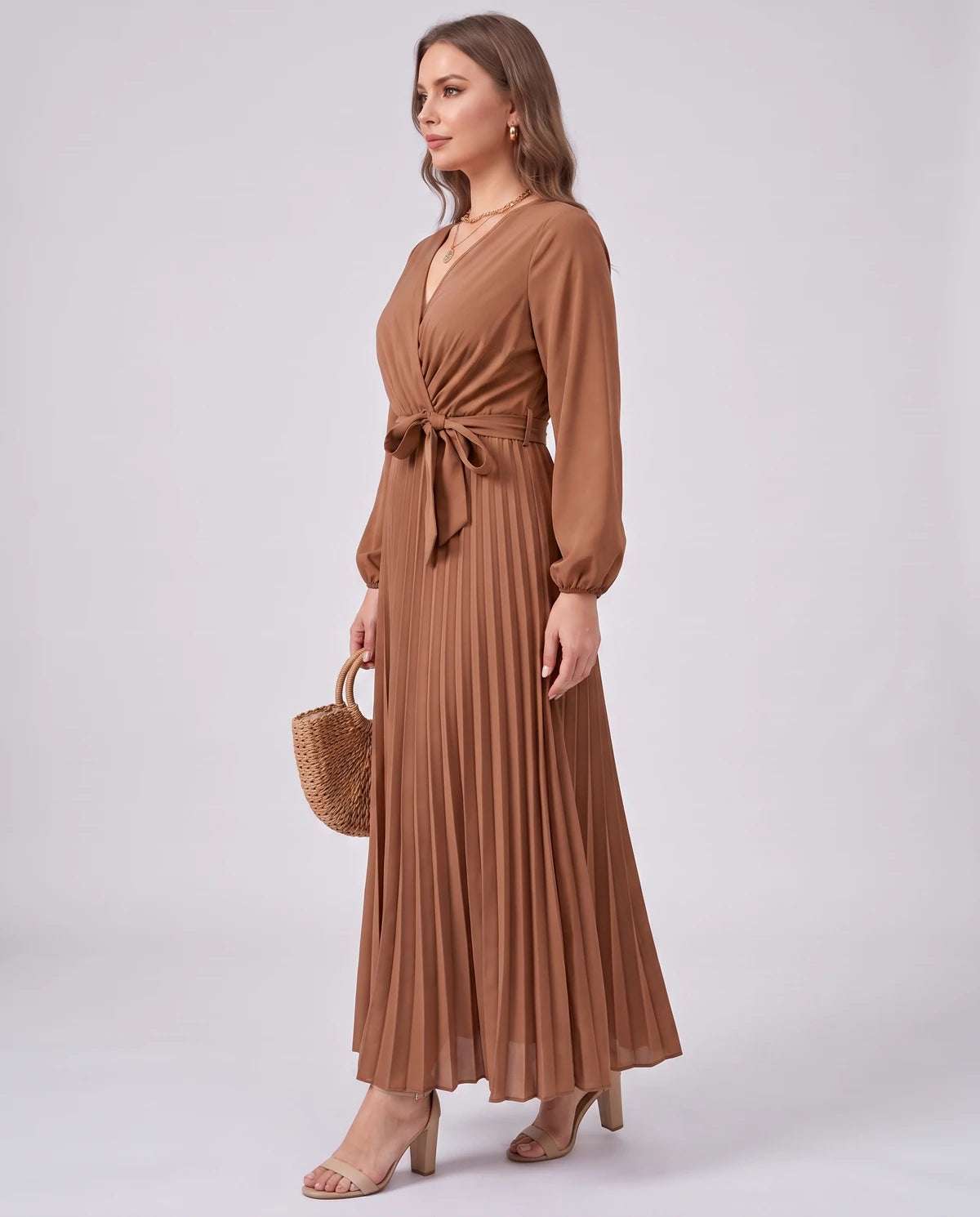 Romilly Maxi Dresses — Brown | SKU: RB-445664-brown-XS,RB-445664-brown-S,RB-445664-brown-M,RB-445664-brown-L,RB-445664-brown-XL