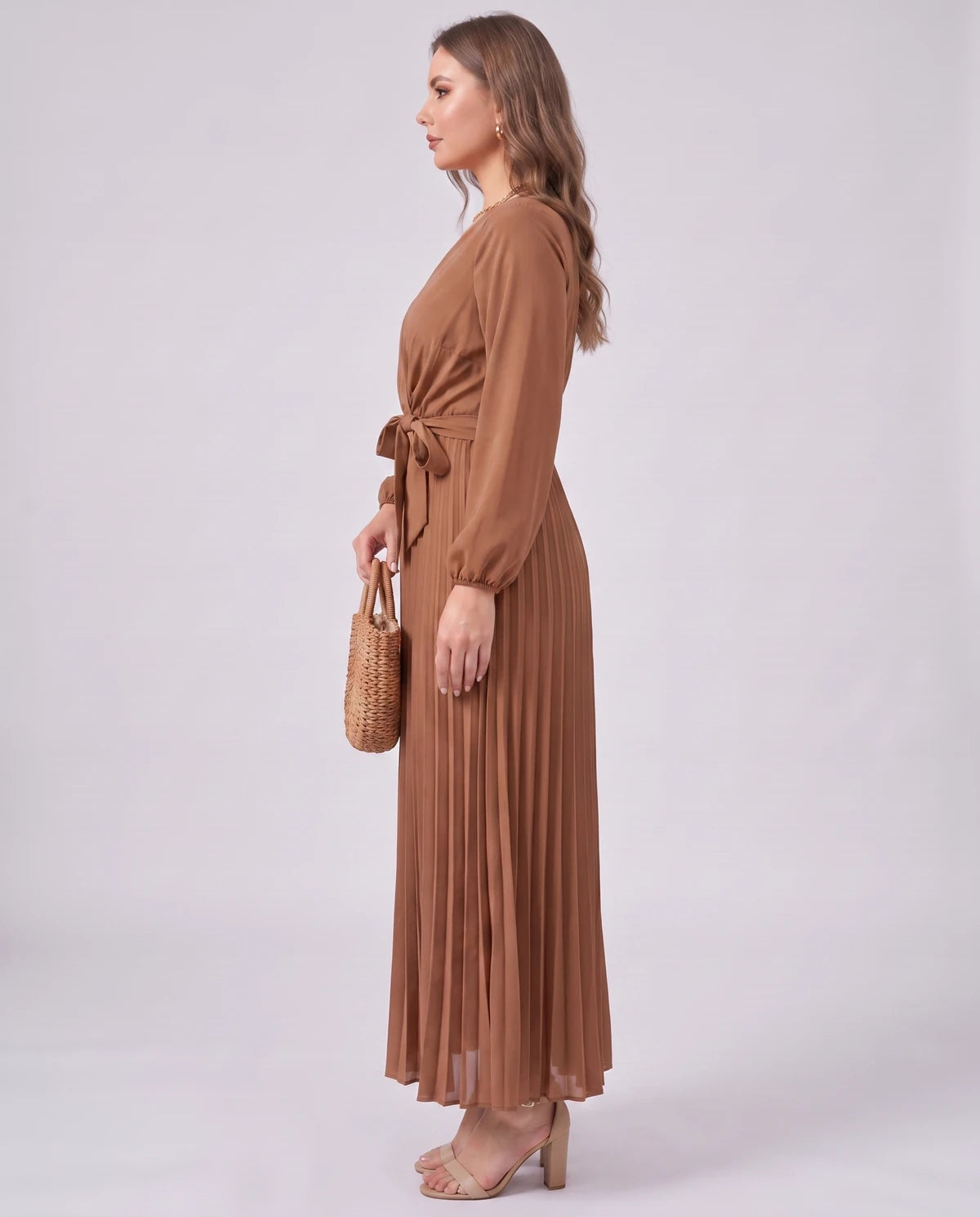 Romilly Maxi Dresses — Brown | SKU: RB-445664-brown-XS,RB-445664-brown-S,RB-445664-brown-M,RB-445664-brown-L,RB-445664-brown-XL