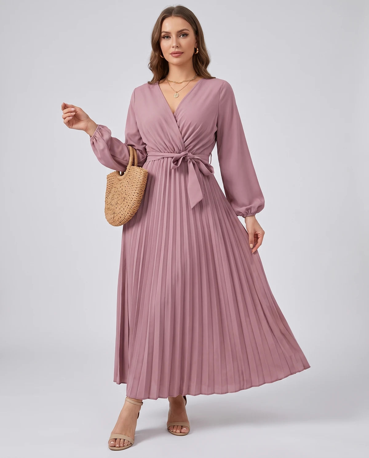 Romilly Maxi Dresses — Pink | SKU: RB-445664-pink-XS,RB-445664-pink-S,RB-445664-pink-M,RB-445664-pink-L,RB-445664-pink-XL