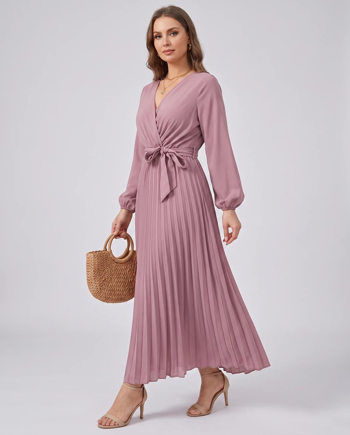 Romilly Maxi Dresses — Pink | SKU: RB-445664-pink-XS,RB-445664-pink-S,RB-445664-pink-M,RB-445664-pink-L,RB-445664-pink-XL