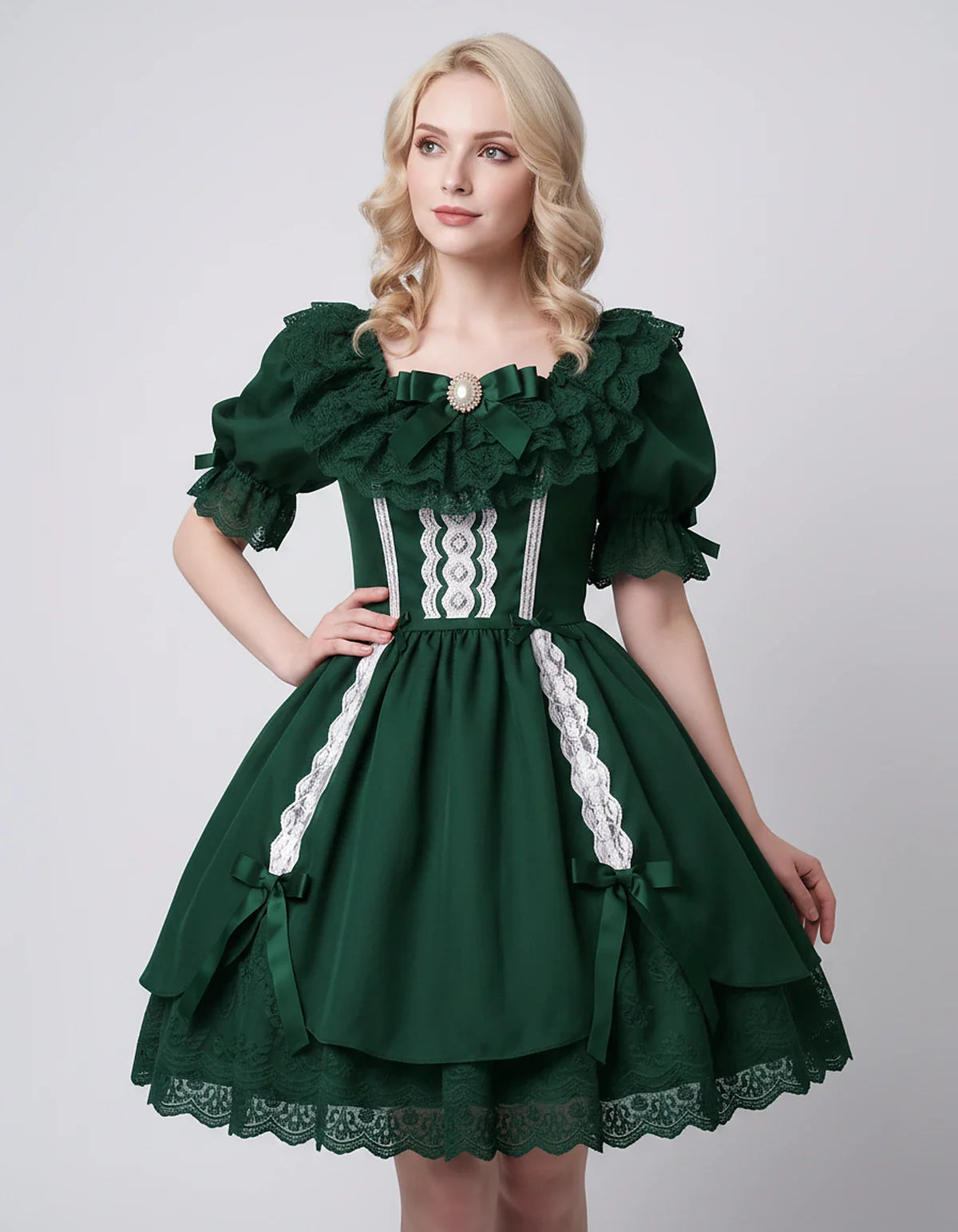 Satin Blend Puff Sleeve Square Neck A-Line Mini Dress for Party, Cocktail, Evening, Summer, Wedding Guest Events with Lace Tr | SKU: RMD-483920174615382-EMERALD-L,RMD-483920174615382-EMERALD-M,RMD-483920174615382-EMERALD-S,RMD-483920174615382-EMERALD-XL,RMD-483920174615382-EMERALD-XS