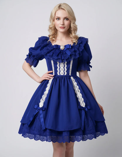 Satin Blend Puff Sleeve Square Neck A-Line Mini Dress for Party, Cocktail, Evening, Summer, Wedding Guest Events with Lace Tr | SKU: RMD-483920174615382-ROYALBLUE-L,RMD-483920174615382-ROYALBLUE-M,RMD-483920174615382-ROYALBLUE-S,RMD-483920174615382-ROYALBLUE-XL,RMD-483920174615382-ROYALBLUE-XS