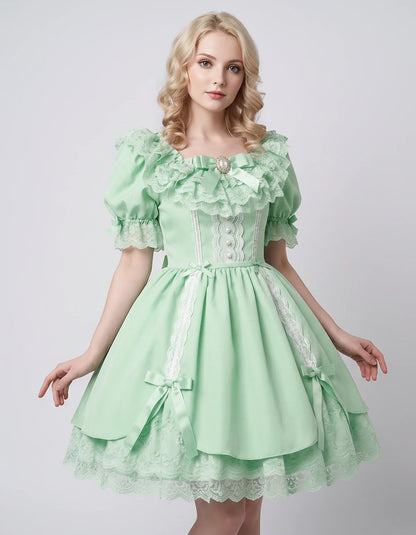Satin Blend Puff Sleeve Square Neck A-Line Mini Dress for Party, Cocktail, Evening, Summer, Wedding Guest Events with Lace Tr | SKU: RMD-483920174615382-MINT-L,RMD-483920174615382-MINT-M,RMD-483920174615382-MINT-S,RMD-483920174615382-MINT-XL,RMD-483920174615382-MINT-XS