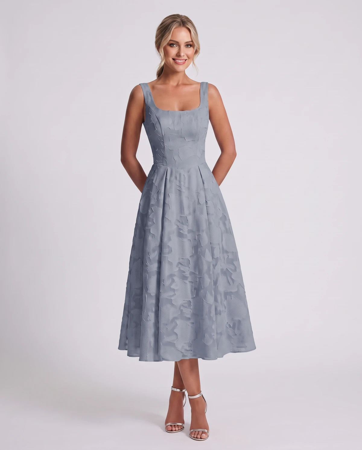 Rosalind Midi Dresses — Dusty Blue