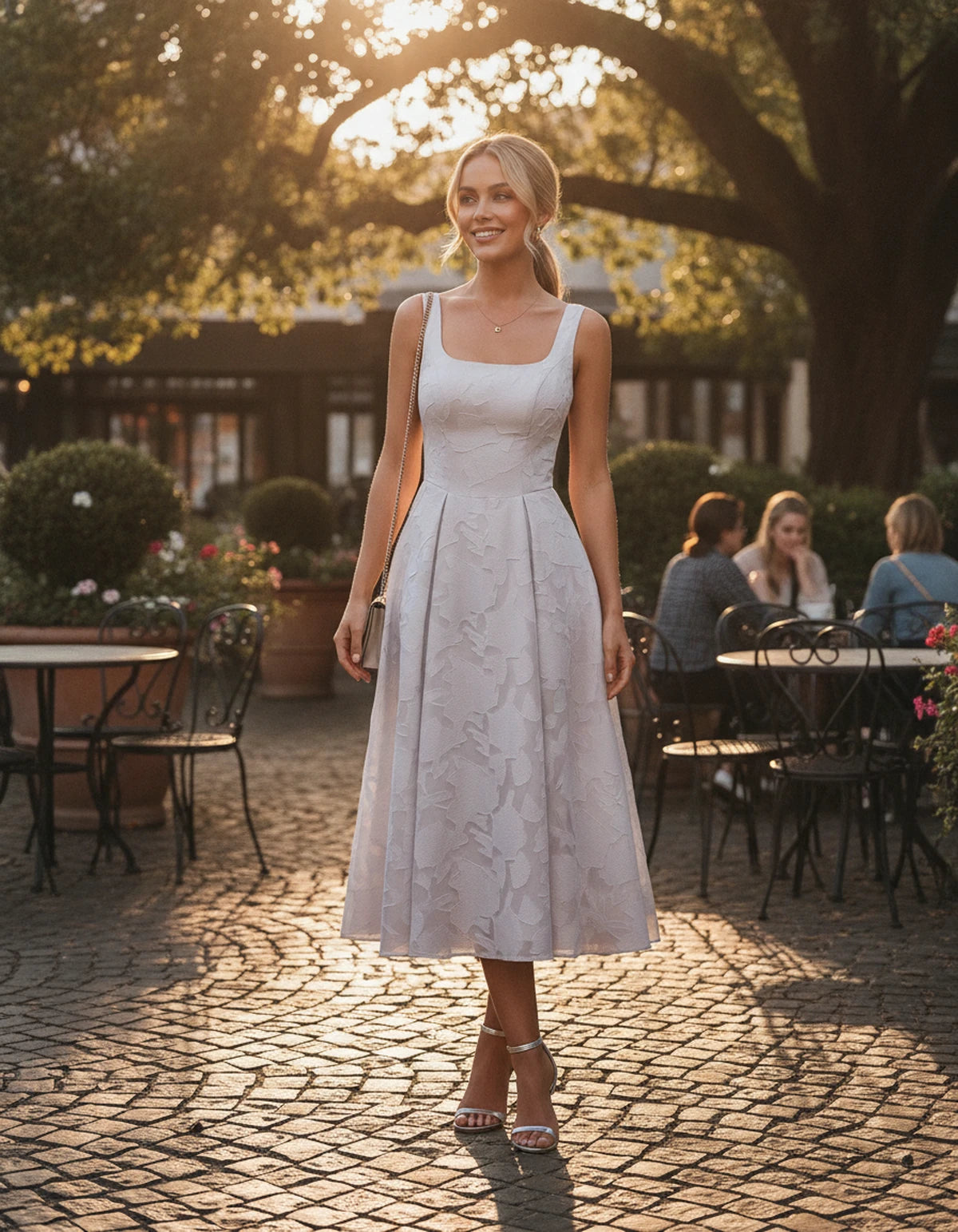 Rosalind Midi Dresses — White | SKU: RB-90b0a6-white-2,RB-90b0a6-white-4,RB-90b0a6-white-6,RB-90b0a6-white-8,RB-90b0a6-white-10,RB-90b0a6-white-12,RB-90b0a6-white-14,RB-90b0a6-white-16,RB-90b0a6-white-16W,RB-90b0a6-white-18W,RB-90b0a6-white-20W,RB-90b0a6-white-22W