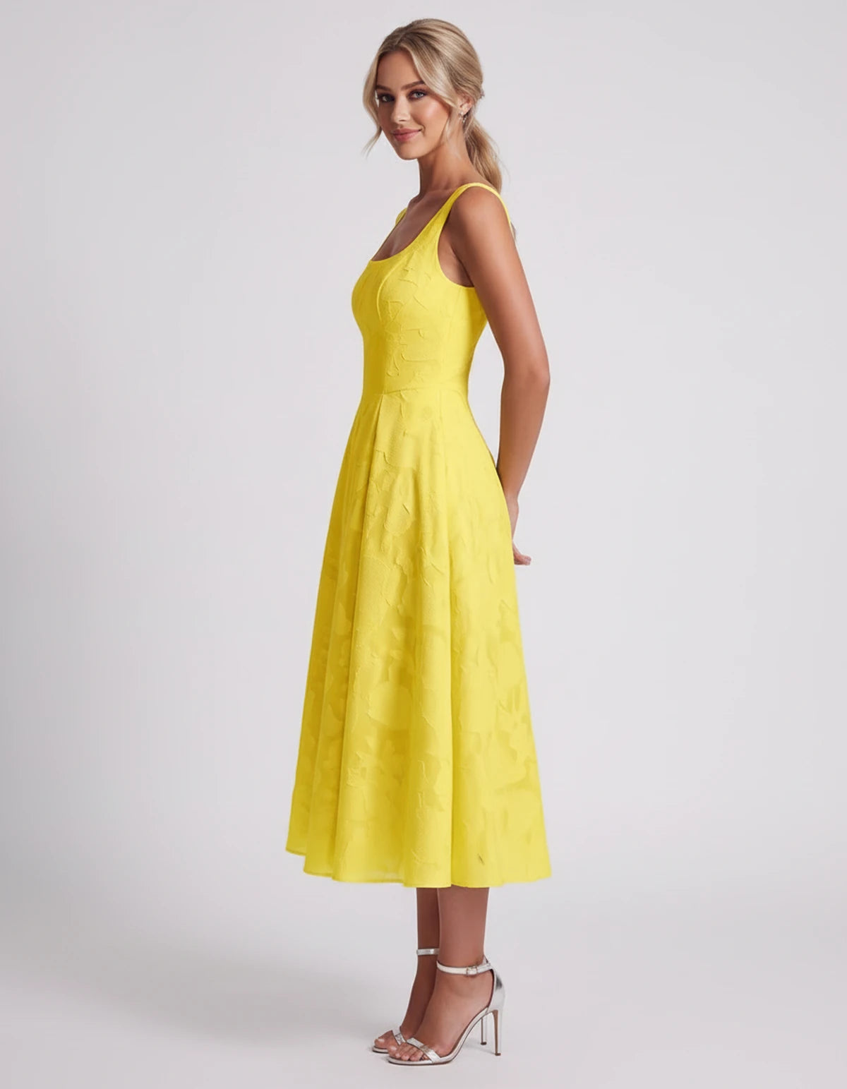 Rosalind Midi Dresses — Yellow | SKU: RB-90b0a6-yellow-2,RB-90b0a6-yellow-4,RB-90b0a6-yellow-6,RB-90b0a6-yellow-8,RB-90b0a6-yellow-10,RB-90b0a6-yellow-12,RB-90b0a6-yellow-14,RB-90b0a6-yellow-16,RB-90b0a6-yellow-16W,RB-90b0a6-yellow-18W,RB-90b0a6-yellow-20W,RB-90b0a6-yellow-22W