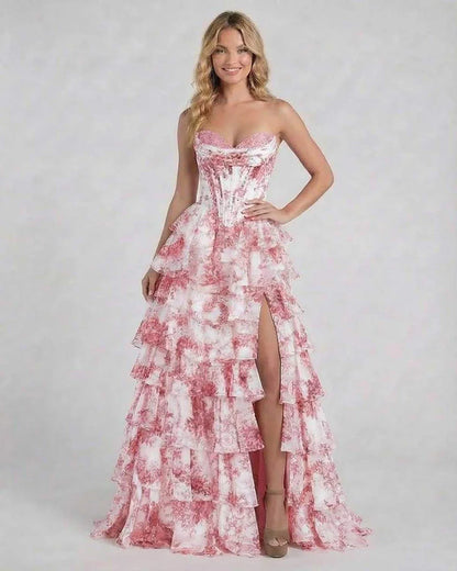 Rose Satin Gown Strapless Maxi Dress | Bridal Showers, front view | Ramblion | SKU: AMD-739518462-rose-L-9111,AMD-739518462-rose-M-2469,AMD-739518462-rose-S-4183,AMD-739518462-rose-XL-7827,AMD-739518462-rose-XS-9133