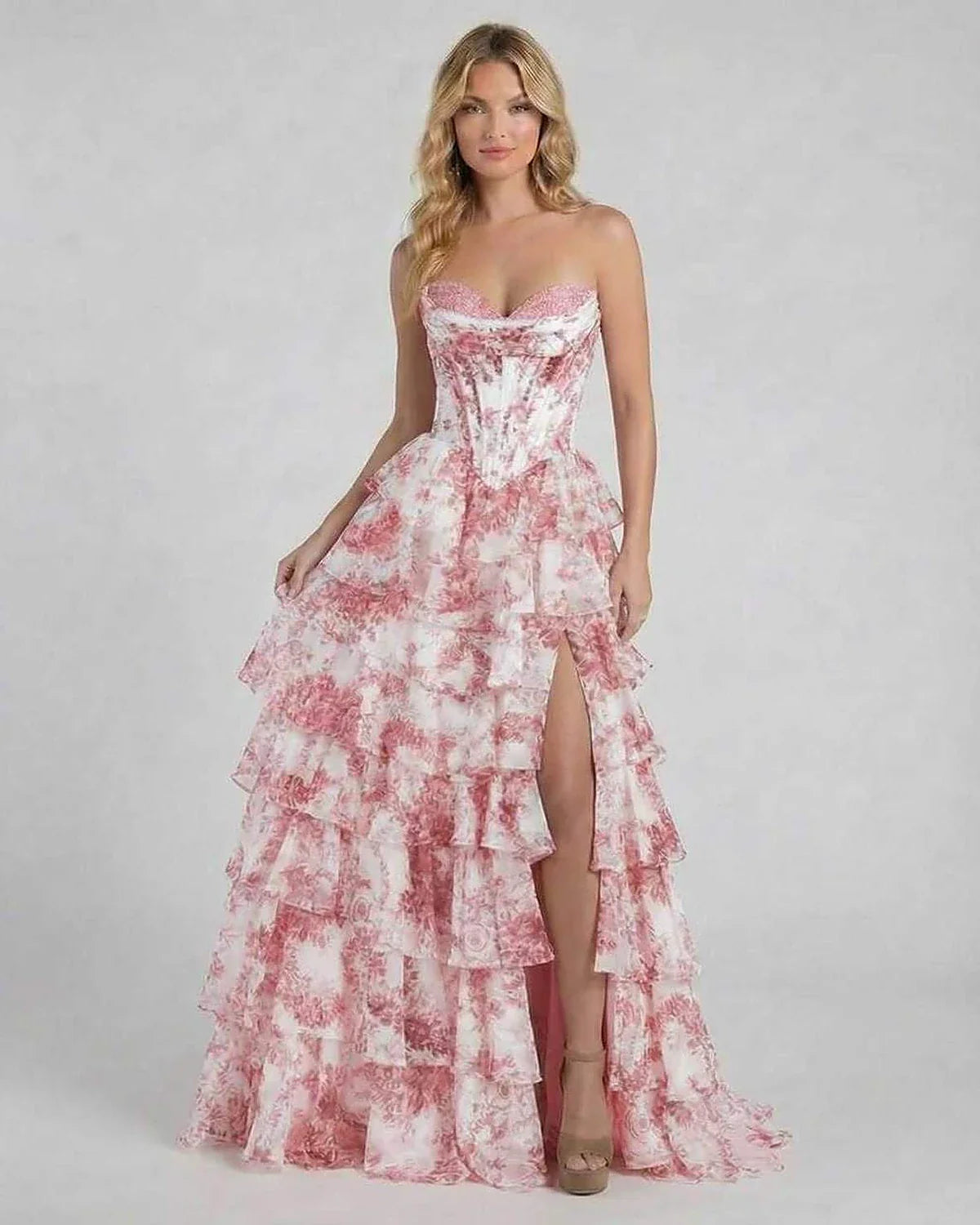 Rose Satin Gown Strapless Maxi Dress | Bridal Showers, front view | Ramblion | SKU: AMD-739518462-rose-L-9111,AMD-739518462-rose-M-2469,AMD-739518462-rose-S-4183,AMD-739518462-rose-XL-7827,AMD-739518462-rose-XS-9133