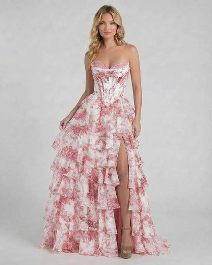 Rose Satin Gown Strapless Maxi Dress | Bridal Showers, front view | Ramblion | SKU: AMD-739518462-rose-L-9111,AMD-739518462-rose-M-2469,AMD-739518462-rose-S-4183,AMD-739518462-rose-XL-7827,AMD-739518462-rose-XS-9133