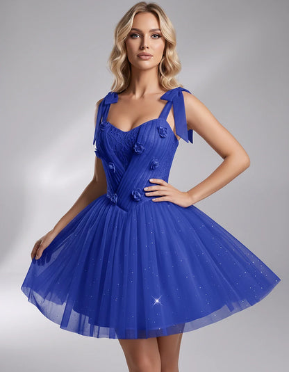 Glitter Tulle Sleeveless Sweetheart A-Line Mini Dress with 3D Floral Details for Party, Cocktail, Evening, Summer & Wedding G | SKU: RMD-483920615847351-ROYALBLUE-L,RMD-483920615847351-ROYALBLUE-M,RMD-483920615847351-ROYALBLUE-S,RMD-483920615847351-ROYALBLUE-XL,RMD-483920615847351-ROYALBLUE-XS