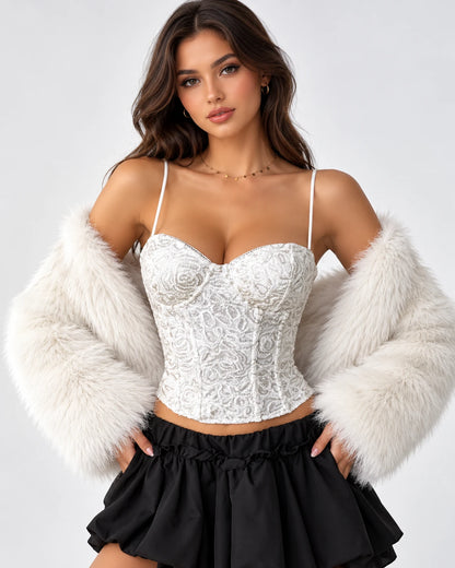 Rousseline Corset Top — White