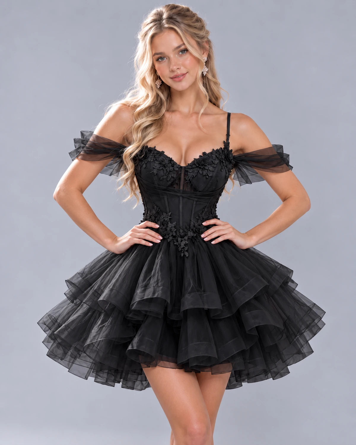 Sabeline Mini Dresses — Black | SKU: RB-b55109-black-2,RB-b55109-black-4,RB-b55109-black-6,RB-b55109-black-8,RB-b55109-black-10,RB-b55109-black-12,RB-b55109-black-14,RB-b55109-black-14W,RB-b55109-black-16,RB-b55109-black-16W,RB-b55109-black-18W,RB-b55109-black-20W