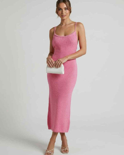 Safi Midi Dress - Pink Midi-Length, 100% Cotton, Elegant Style for Any Occasion by RAMBLION.