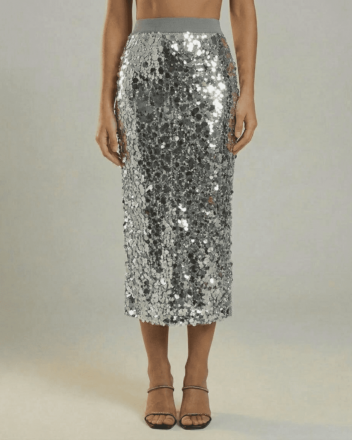 Gray Midi Skirt, front view | Ramblion