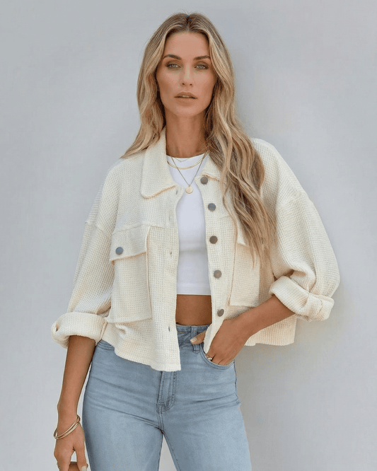 Sahara Jacket – Women’s Cropped Jacket in Cream with Oversized Silhouette by RAMBLION