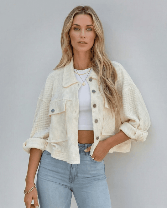 Sahara Jacket – Women’s Cropped Jacket in Cream with Oversized Silhouette by RAMBLION