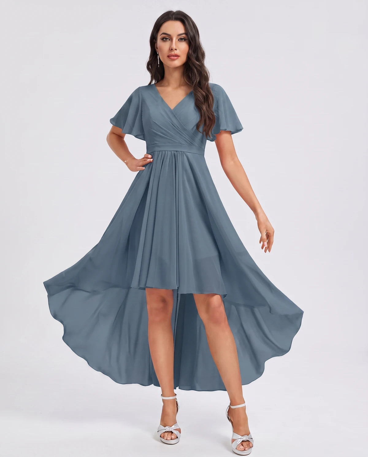 Saskia Midi Dresses — Dusty Blue