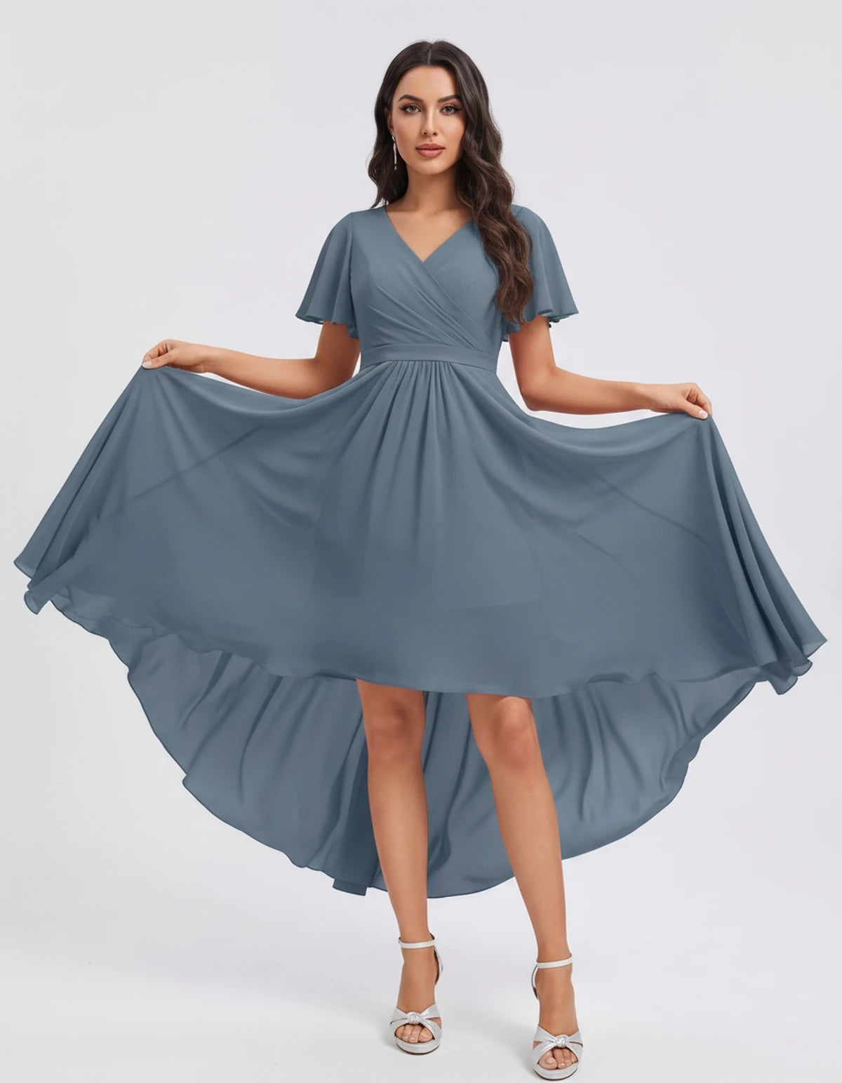 Saskia Midi Dresses — Dusty Blue | SKU: RB-1088d7-dustyb76-2,RB-1088d7-dustyb76-4,RB-1088d7-dustyb76-6,RB-1088d7-dustyb76-8,RB-1088d7-dustyb76-10,RB-1088d7-dustyb76-12,RB-1088d7-dustyb76-14,RB-1088d7-dustyb76-16,RB-1088d7-dustyb76-16W,RB-1088d7-dustyb76-18W