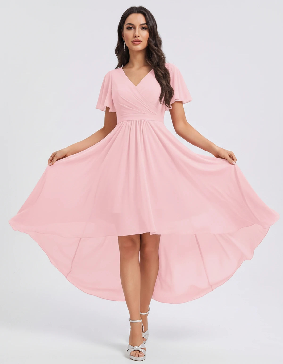 Saskia Midi Dresses — Pink | SKU: RB-1088d7-pink-2,RB-1088d7-pink-4,RB-1088d7-pink-6,RB-1088d7-pink-8,RB-1088d7-pink-10,RB-1088d7-pink-12,RB-1088d7-pink-14,RB-1088d7-pink-16,RB-1088d7-pink-16W,RB-1088d7-pink-18W